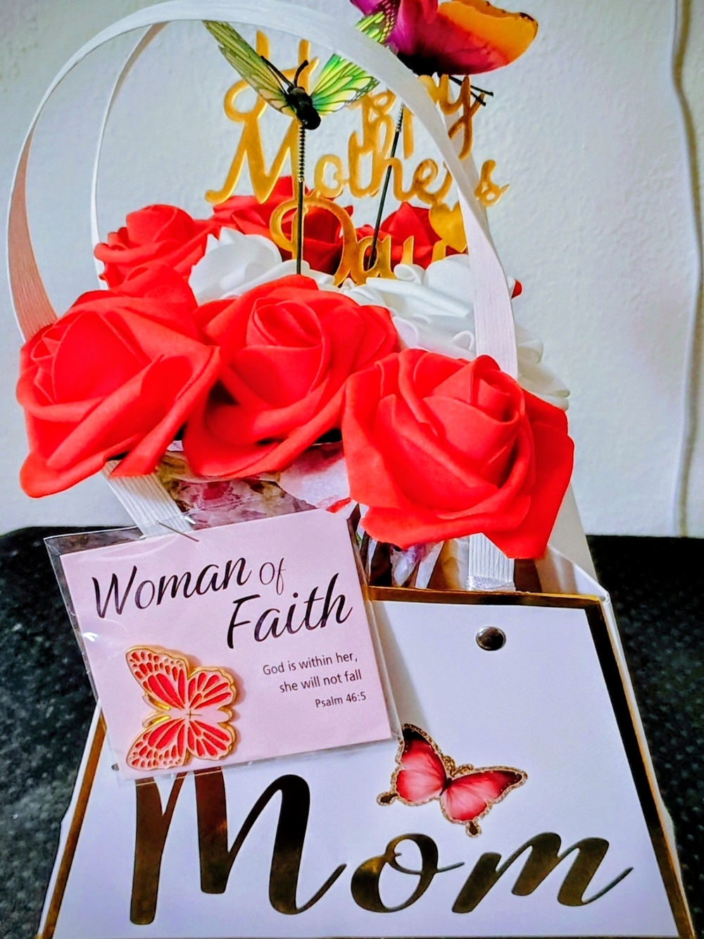 Mom Tote Bag in Coral and White - Unbranded